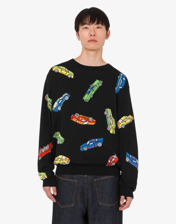 Bluza z czystej bawełny z intarsją