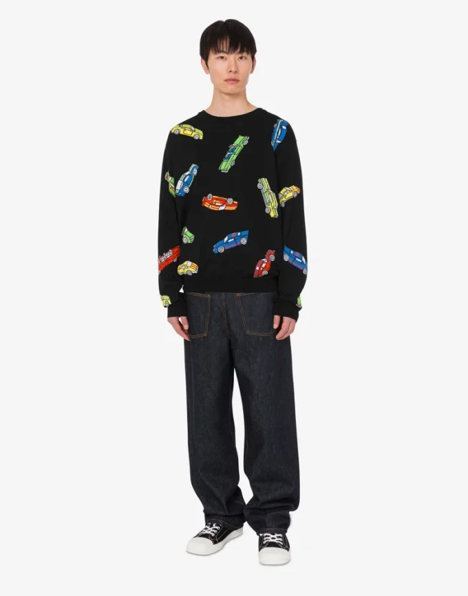 Bluza z czystej bawełny z intarsją