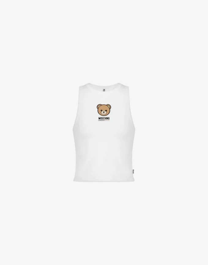 Bluzka Moschino Teddy Bear z elastycznej bawełnianej dzianiny
