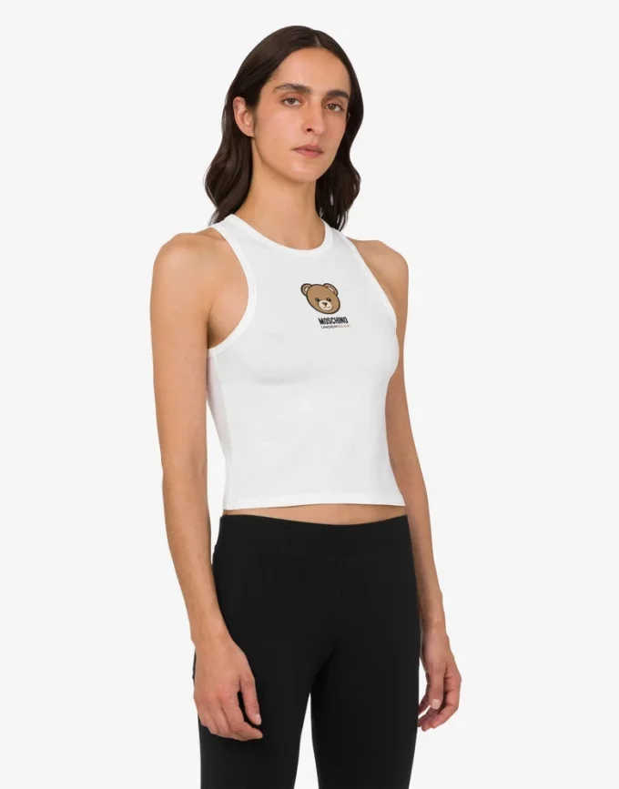 Bluzka Moschino Teddy Bear z elastycznej bawełnianej dzianiny