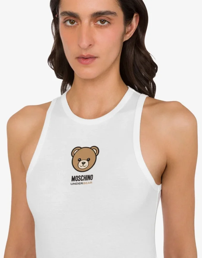 Bluzka Moschino Teddy Bear z elastycznej bawełnianej dzianiny