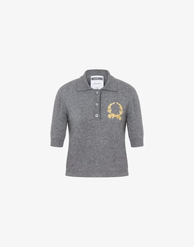 Dzianinowa koszulka polo z logo Laurel Crown Dzianinowa koszulka polo z logo Laurel Crown