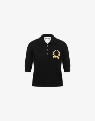 Dzianinowa koszulka polo z logo Laurel Crown