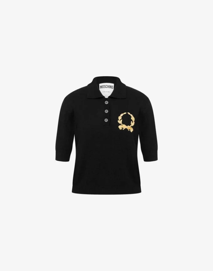 Dzianinowa koszulka polo z logo Laurel Crown Dzianinowa koszulka polo z logo Laurel Crown
