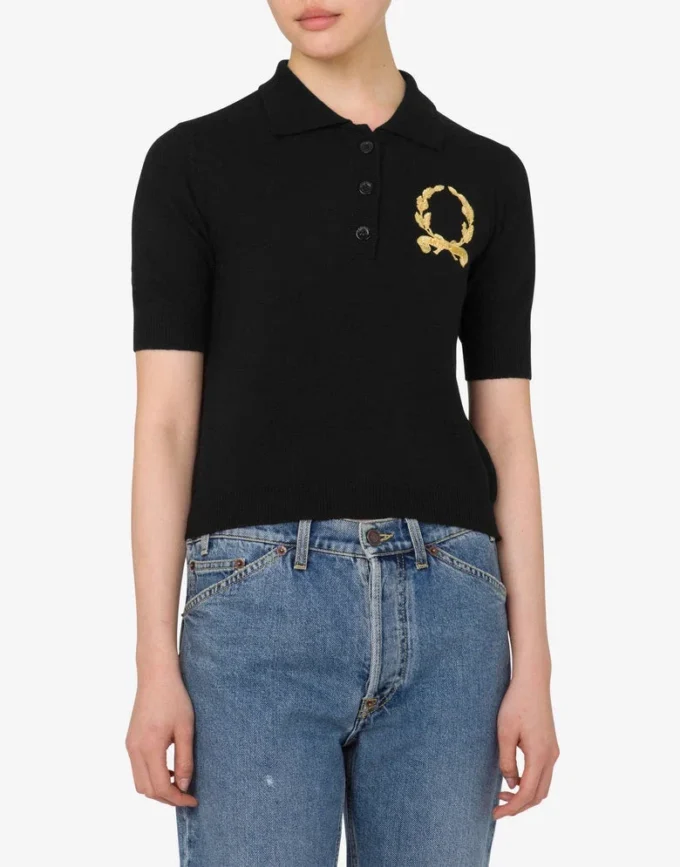 Dzianinowa koszulka polo z logo Laurel Crown Dzianinowa koszulka polo z logo Laurel Crown