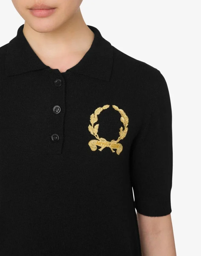 Dzianinowa koszulka polo z logo Laurel Crown Dzianinowa koszulka polo z logo Laurel Crown