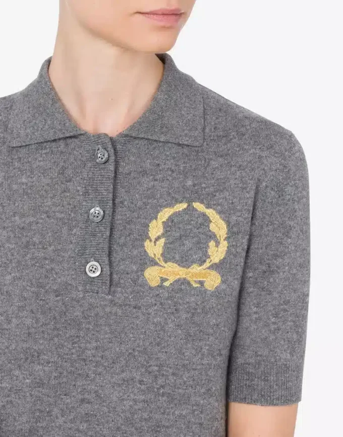 Dzianinowa koszulka polo z logo Laurel Crown Dzianinowa koszulka polo z logo Laurel Crown