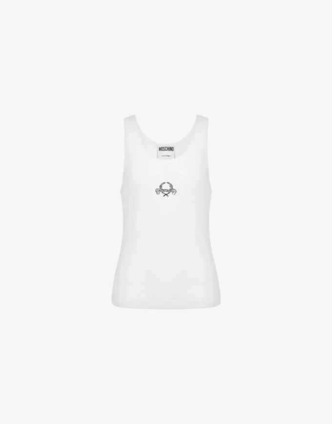 Elastyczny bawełniany top z logo Laurel Crown