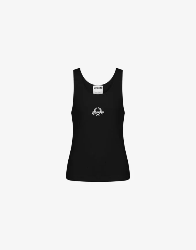 Elastyczny bawełniany top z logo Laurel Crown