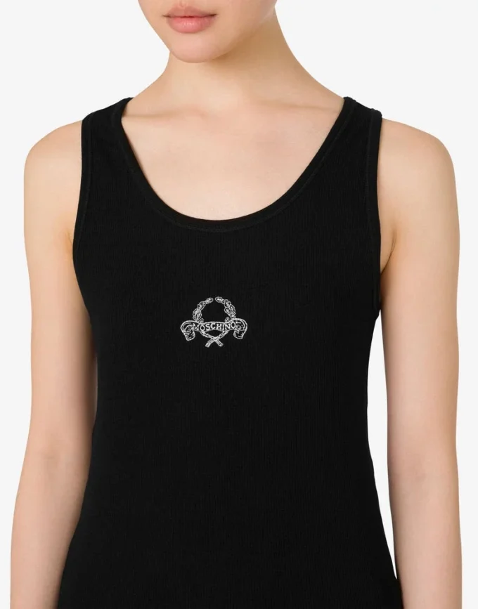 Elastyczny bawełniany top z logo Laurel Crown