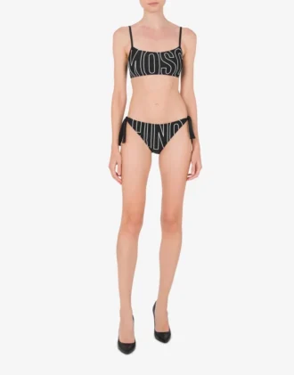 Gumowy top bikini z logo