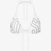 Gumowy trójkątny top bikini z logo