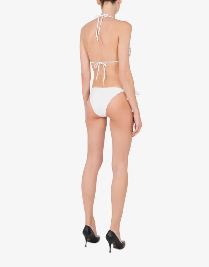 Gumowy trójkątny top bikini z logo