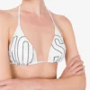 Gumowy trójkątny top bikini z logo