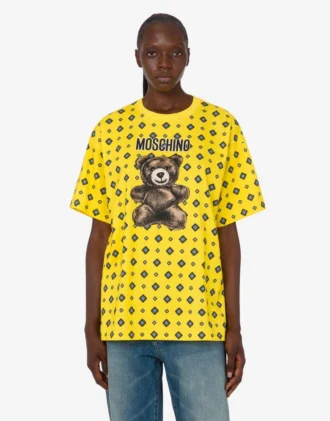 Koszulka Moschino Teddy Bear z dzianiny z bawełny organicznej