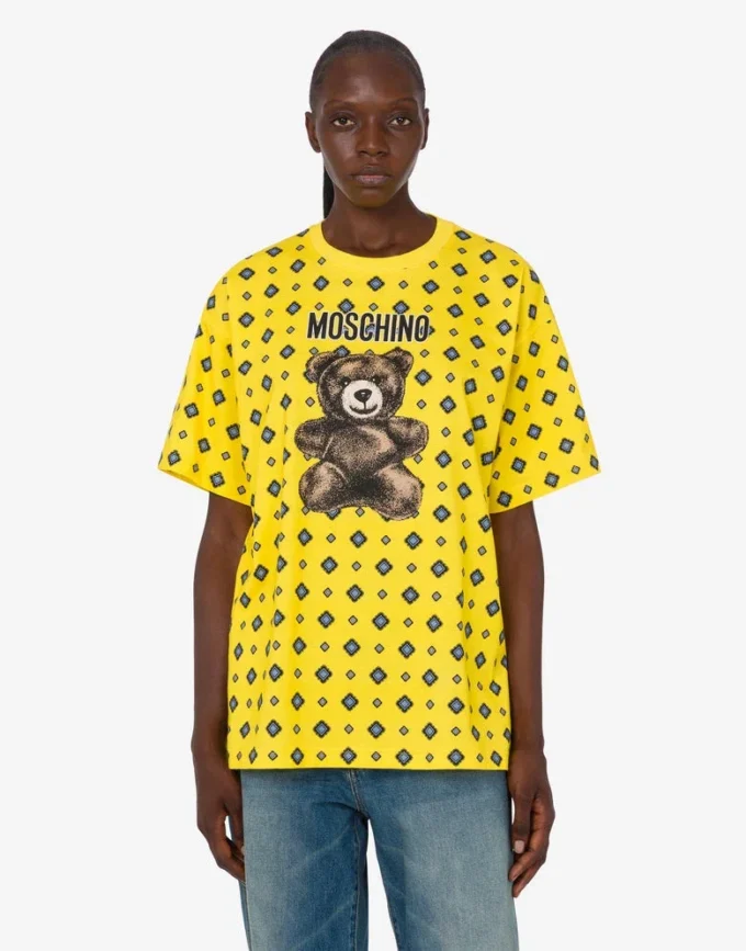 Koszulka Moschino Teddy Bear z dzianiny z bawełny organicznej