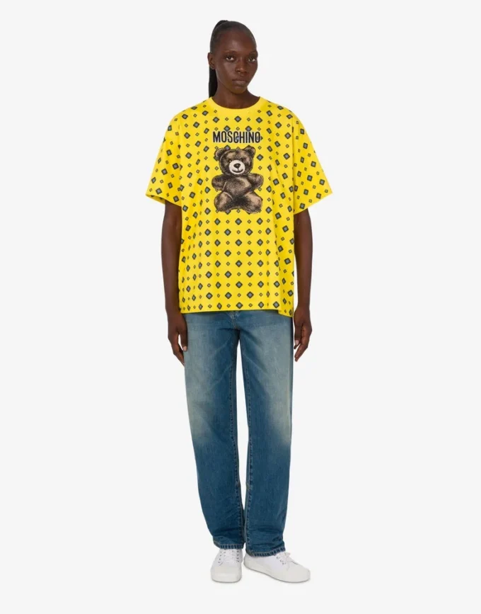 Koszulka Moschino Teddy Bear z dzianiny z bawełny organicznej
