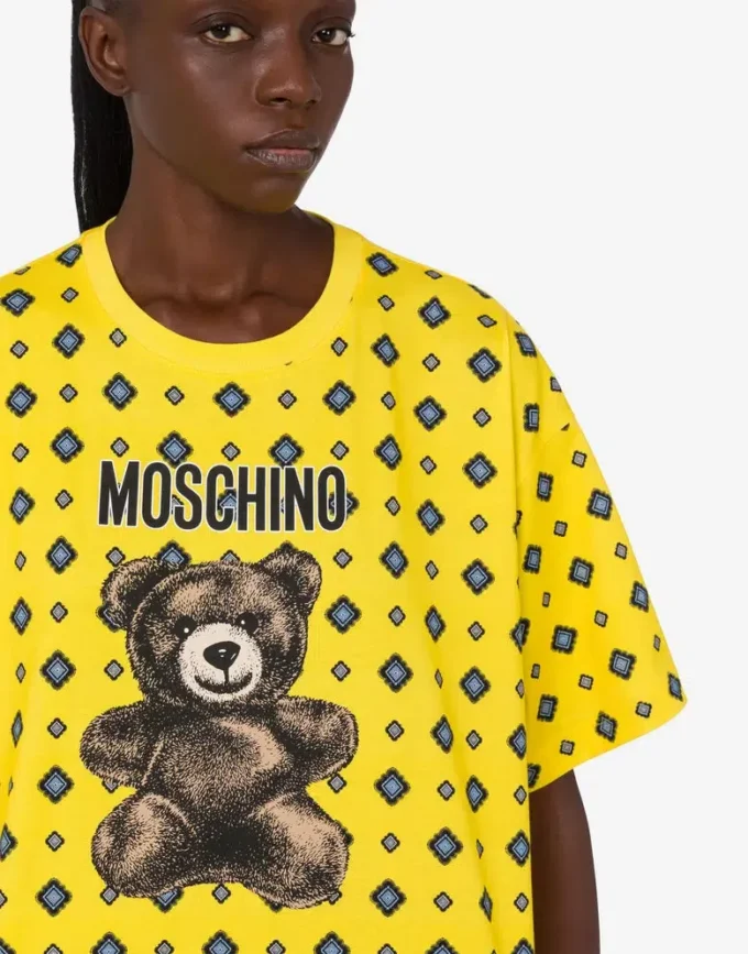 Koszulka Moschino Teddy Bear z dzianiny z bawełny organicznej