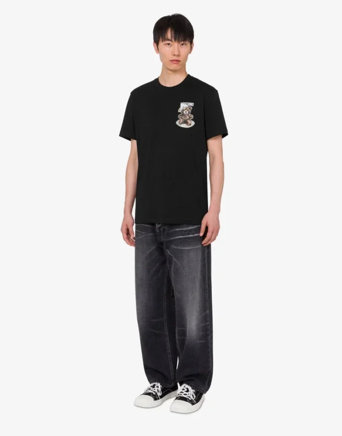 Koszulka polo z dzianiny z bawełny organicznej Moschino Teddy Bear Koszulka polo z dzianiny z bawełny organicznej Moschino Teddy Bear