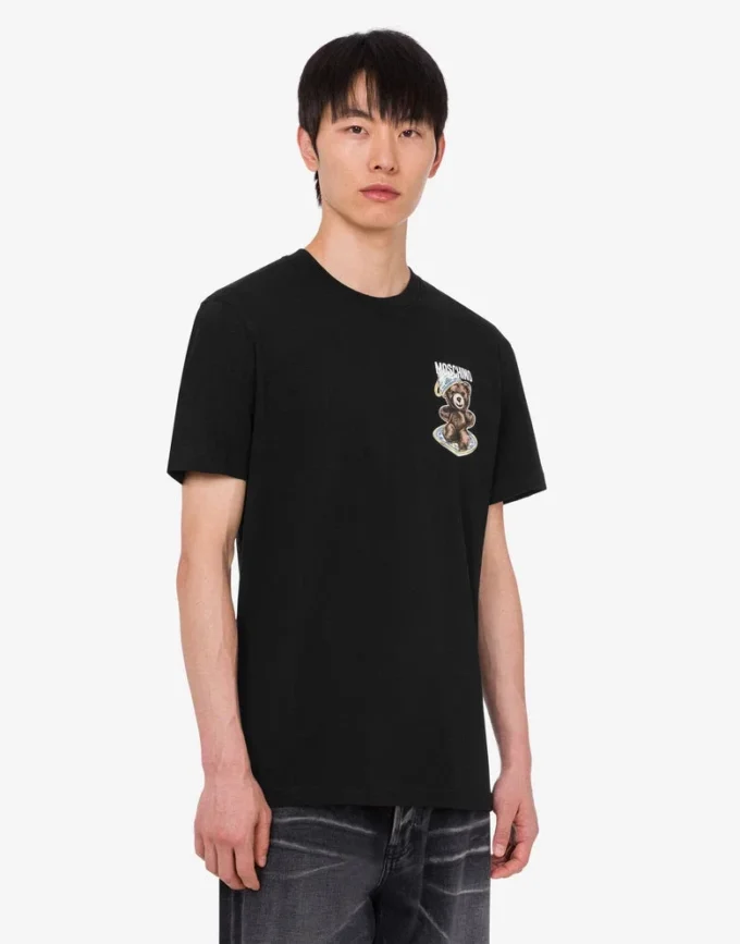 Koszulka polo z dzianiny z bawełny organicznej Moschino Teddy Bear Koszulka polo z dzianiny z bawełny organicznej Moschino Teddy Bear