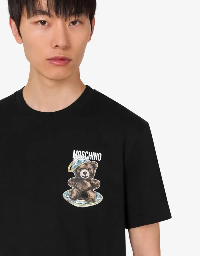 Koszulka polo z dzianiny z bawełny organicznej Moschino Teddy Bear Koszulka polo z dzianiny z bawełny organicznej Moschino Teddy Bear