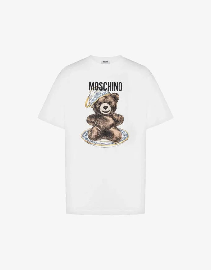 Koszulka z dzianiny bawełnianej Moschino Teddy Bear