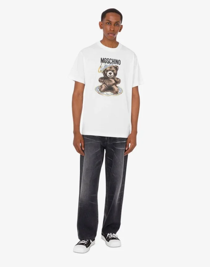 Koszulka z dzianiny bawełnianej Moschino Teddy Bear