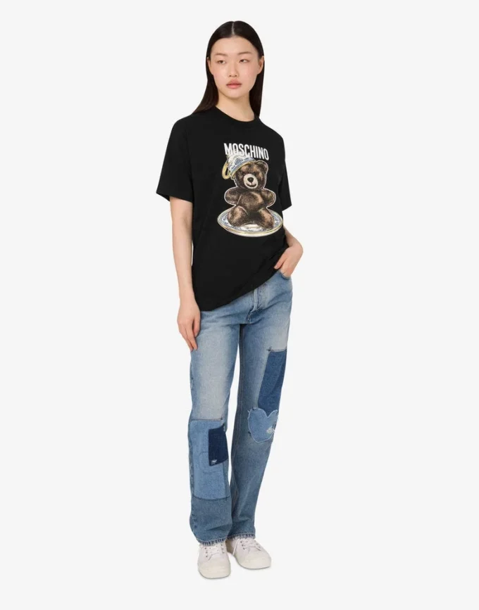 Koszulka z dzianiny bawełnianej Moschino Teddy Bear