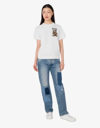 Koszulka z dzianiny bawełnianej Moschino Teddy Bear