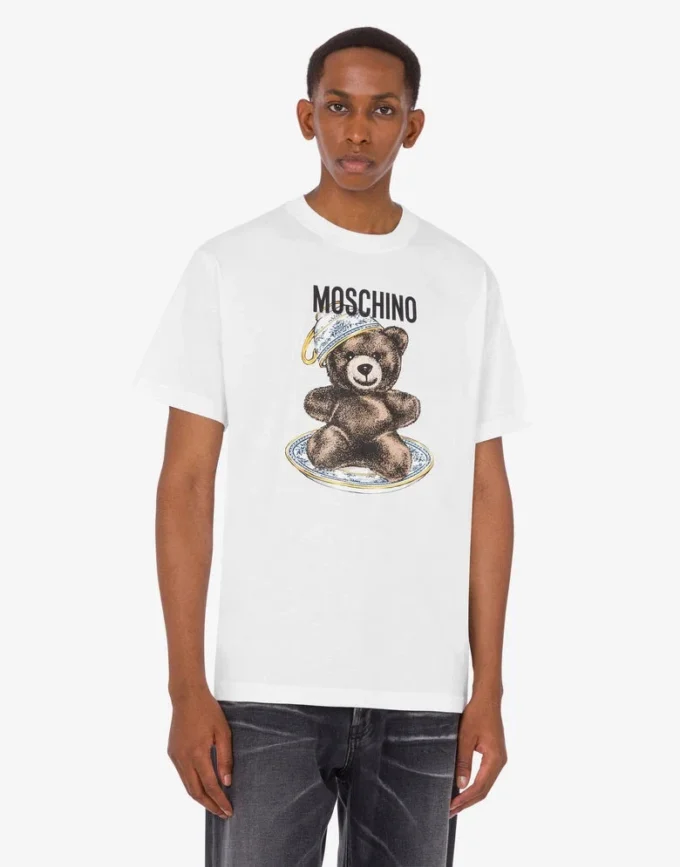 Koszulka z dzianiny bawełnianej Moschino Teddy Bear