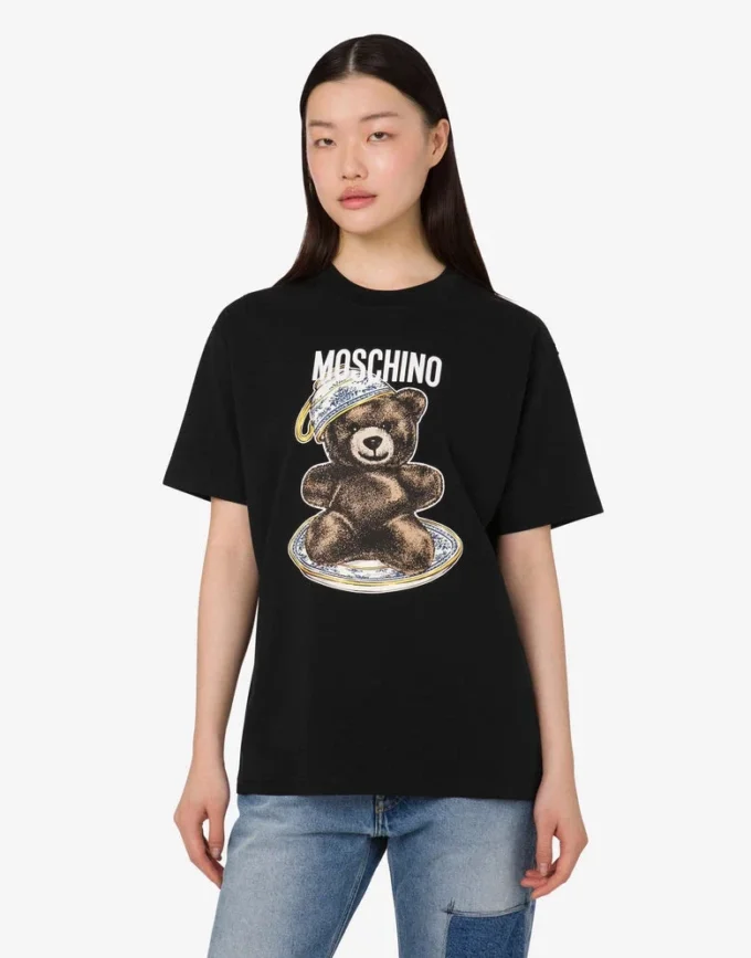Koszulka z dzianiny bawełnianej Moschino Teddy Bear