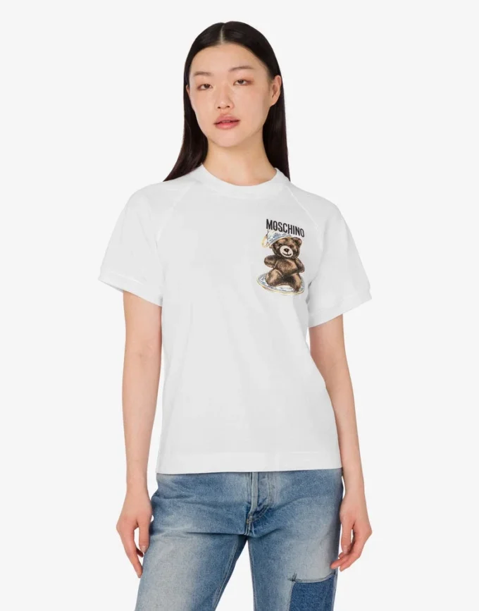 Koszulka z dzianiny bawełnianej Moschino Teddy Bear