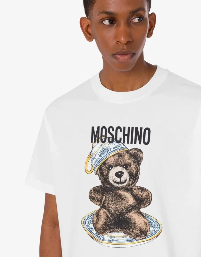 Koszulka z dzianiny bawełnianej Moschino Teddy Bear