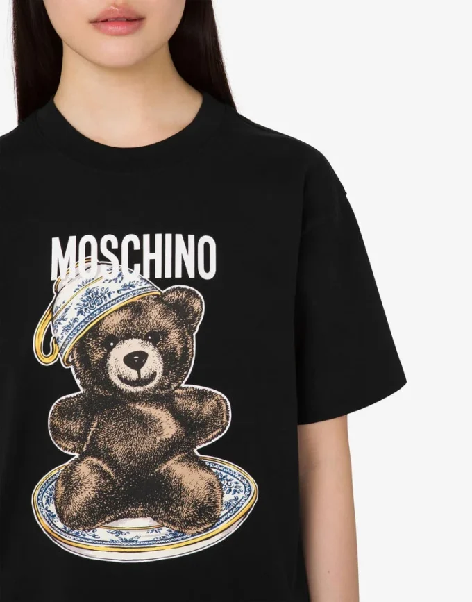 Koszulka z dzianiny bawełnianej Moschino Teddy Bear