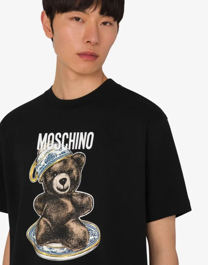 Koszulka z dzianiny bawełnianej Moschino Teddy Bear