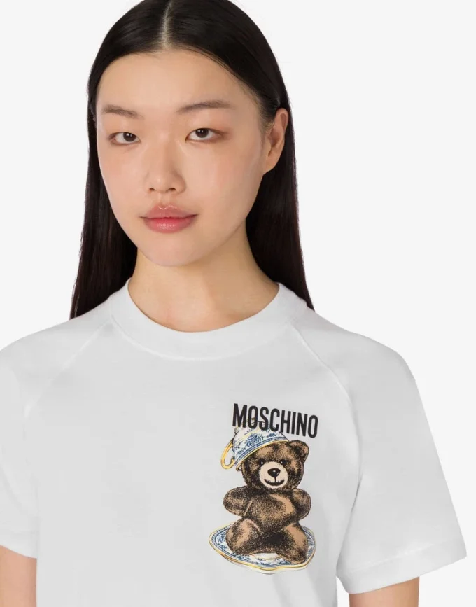 Koszulka z dzianiny bawełnianej Moschino Teddy Bear