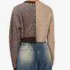 Krótki sweter z mieszanki wełny intarsja