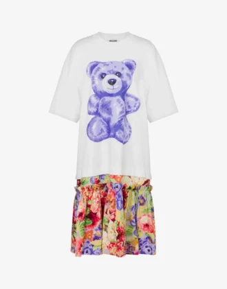Oversize’owa bawełniana sukienka Moschino Teddy Bear