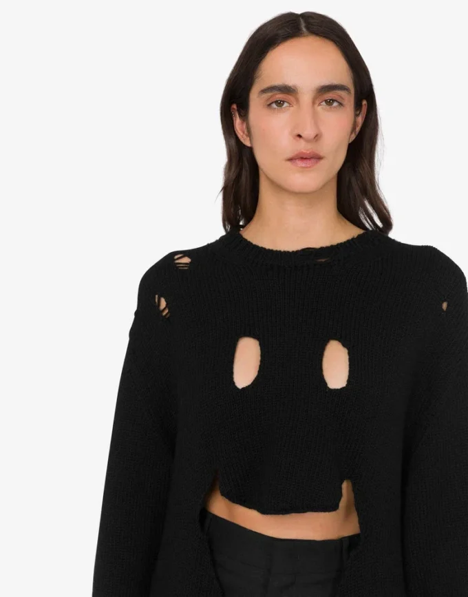 Oversize’owy sweter z rzeźbionej wełny