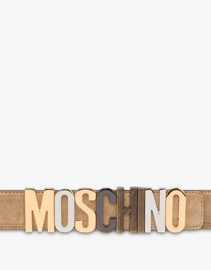 Pasek z zamszu z mieszanym logo
