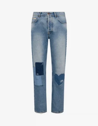 Spodnie z patchworkowego bawełnianego denimu
