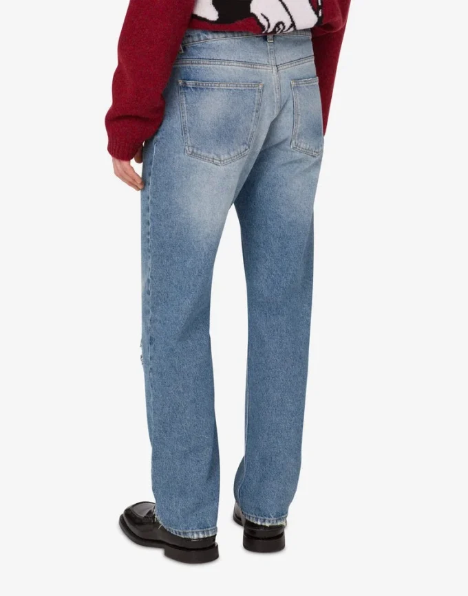 Spodnie z patchworkowego bawełnianego denimu Spodnie z patchworkowego bawełnianego denimu