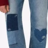 Spodnie z patchworkowego bawełnianego denimu Spodnie z patchworkowego bawełnianego denimu