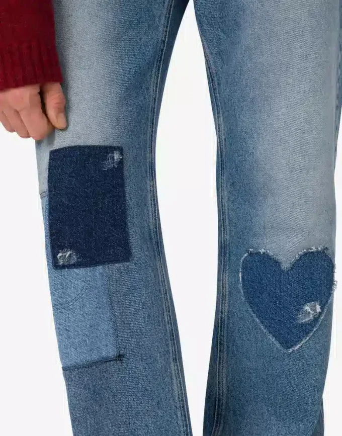 Spodnie z patchworkowego bawełnianego denimu Spodnie z patchworkowego bawełnianego denimu
