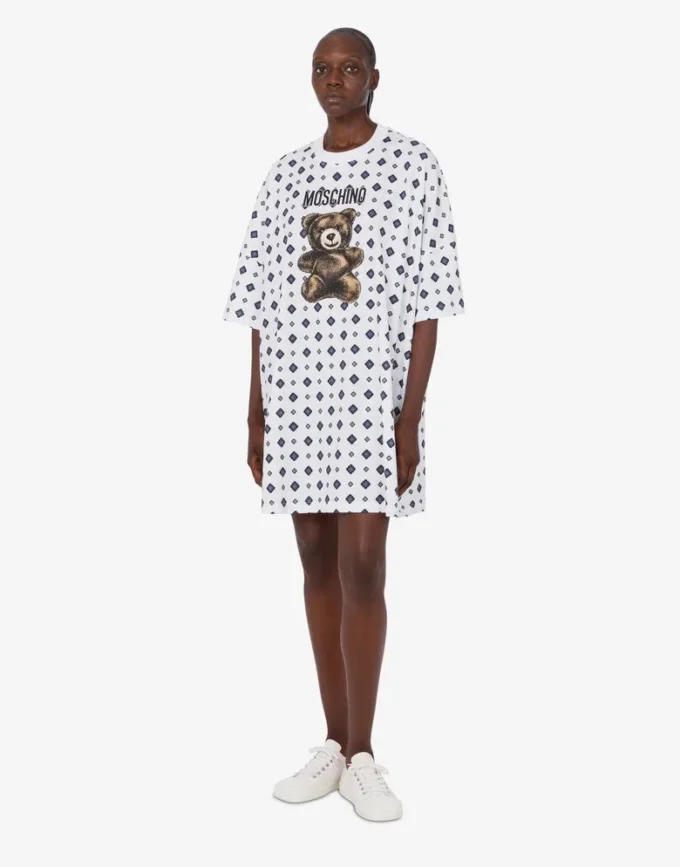 Sukienka Moschino Teddy Bear z dzianiny z bawełny organicznej Sukienka Moschino Teddy Bear z dzianiny z bawełny organicznej