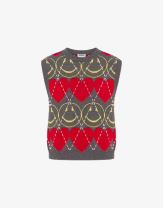 Sweter bez rękawów z mieszanki wełny Smiley®