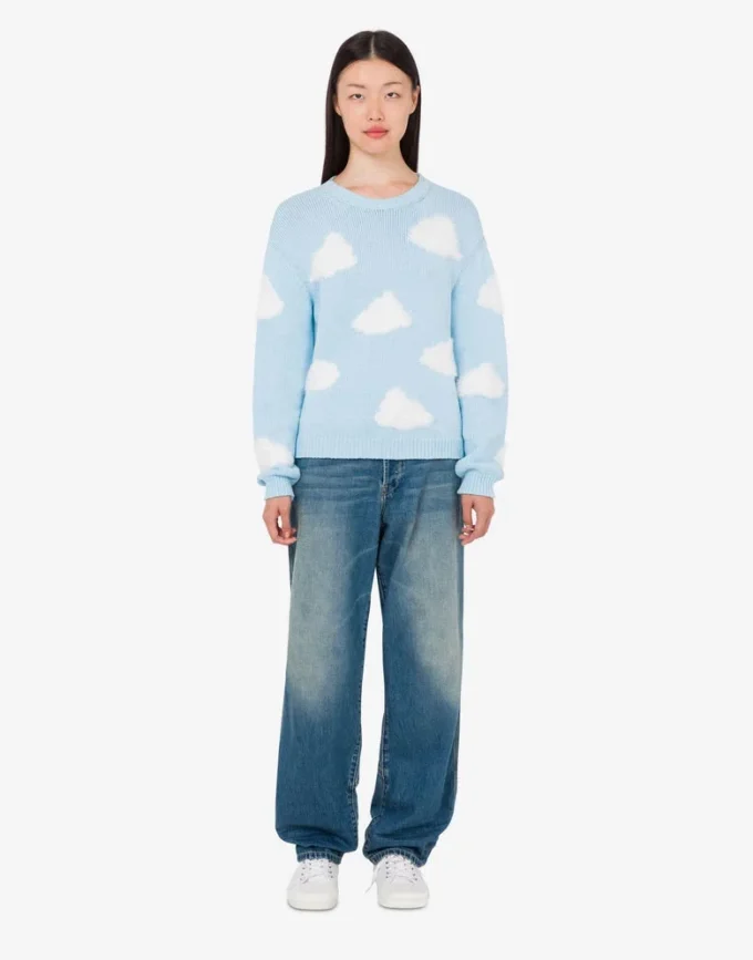 Sweter z mieszanki bawełny organicznej z nadrukiem archiwalnych chmur