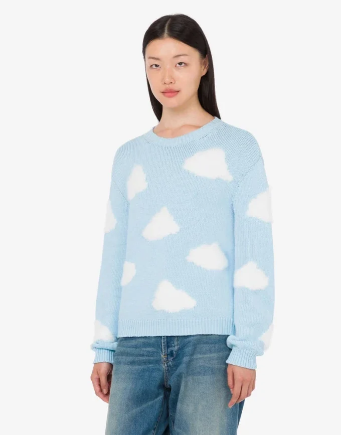 Sweter z mieszanki bawełny organicznej z nadrukiem archiwalnych chmur