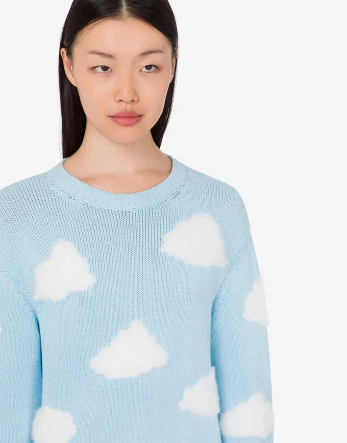 Sweter z mieszanki bawełny organicznej z nadrukiem archiwalnych chmur
