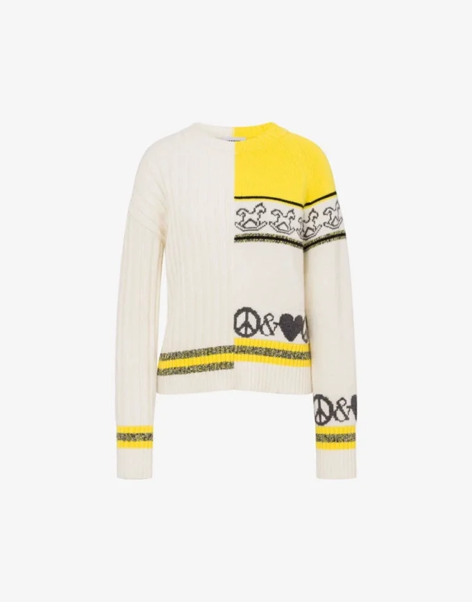 Sweter z mieszanki wełny intarsja Sweter z mieszanki wełny intarsja